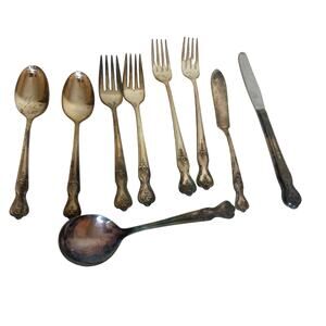 Vintage W.M. Rogers Magnolia Extra Plate Silverware Flatware SET OF 9 AS IS READ